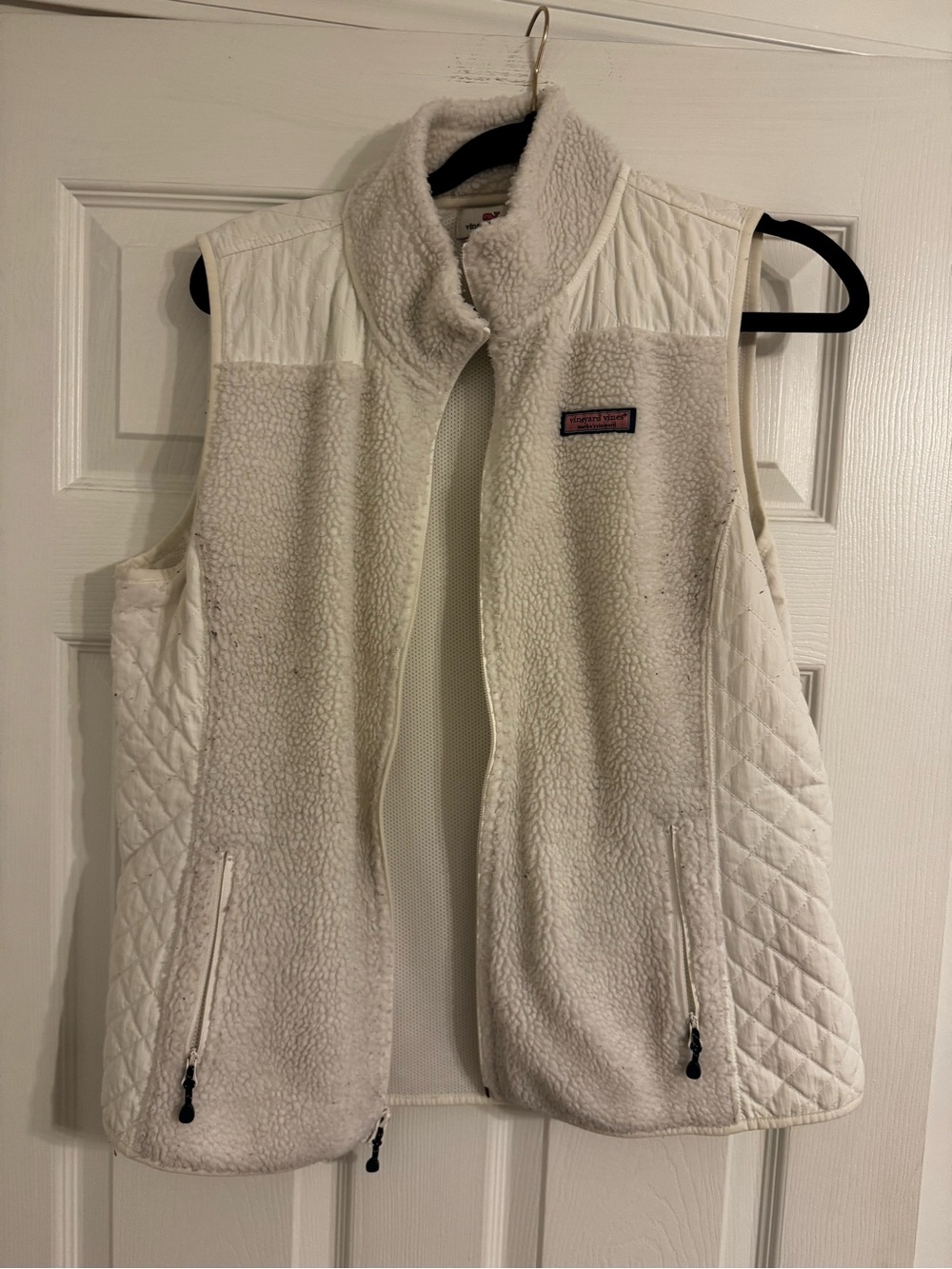Vineyard Vines Cream Sherpa Quilted Women's Vest